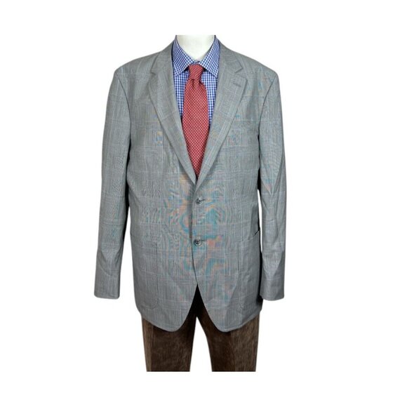 Petter Millar Bespoke Sport Coat Jacket Gray Glen Plaid Men's 44L NWT Nice